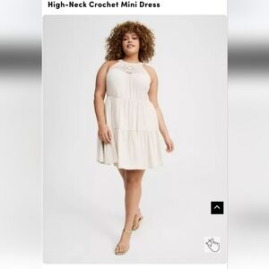 Torrid Cream Crochet High-Neck Mini Dress